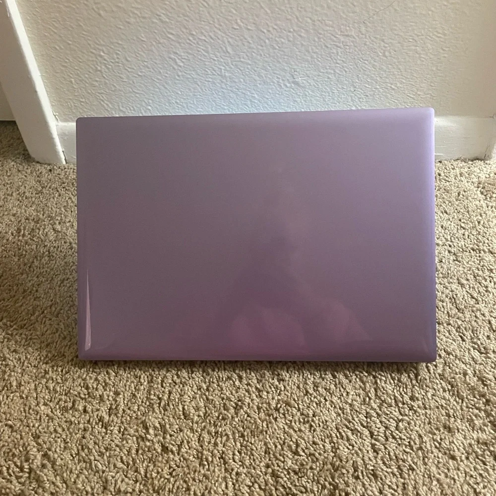 Purple Laptop with Accessories